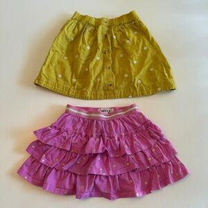 Mini Boden Girl’s Bundle 8-9Y Pink Ruffle Skort & Yellow Embroidered Skirt